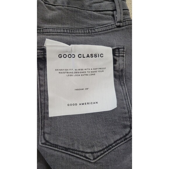 NWT Good American Good Classic Raw Hem Black Jeans GCRH625TFT BLACK170 Sz 8/29 - Picture 3 of 9